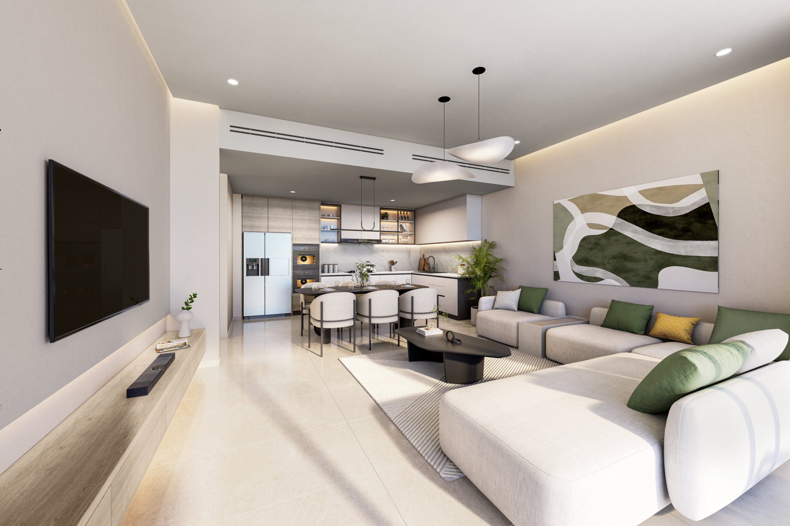 3BHK Living Dining Kitchen